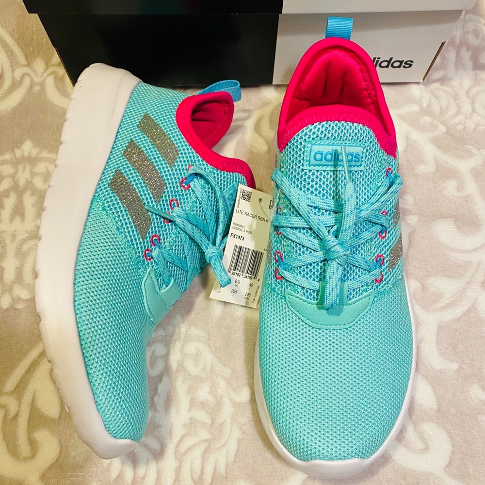 ADIDAS LITE RACER RBN BIG KIDS SHOES 💕💚 - Picture 2 of 13